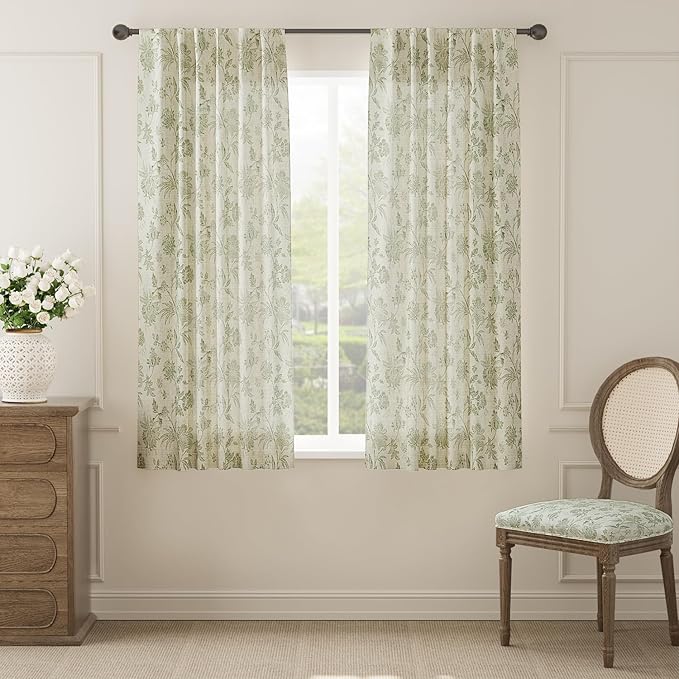jinchan Linen Floral Curtains for Living Room - Image 2