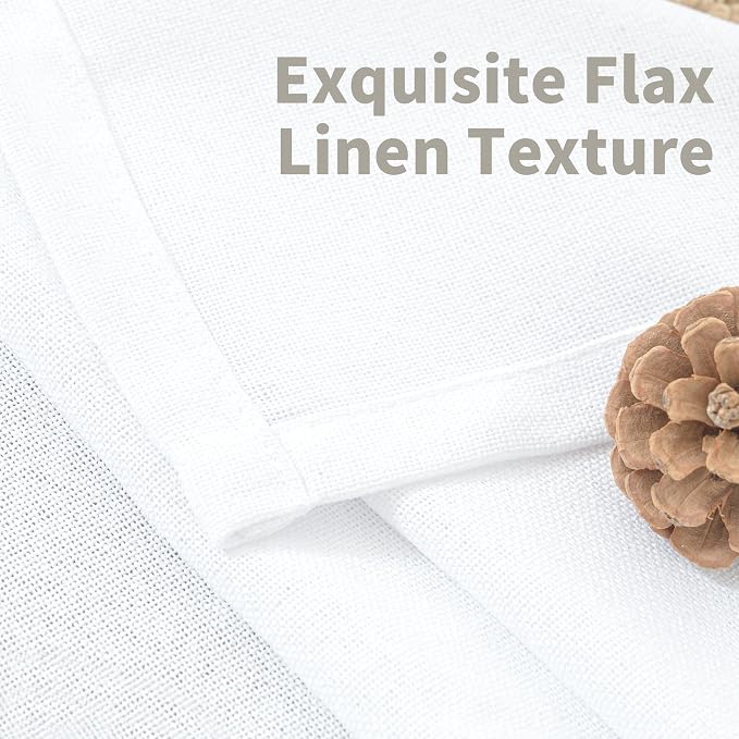 48 Inch Length White Linen Semi Sheer Curtains - Image 6
