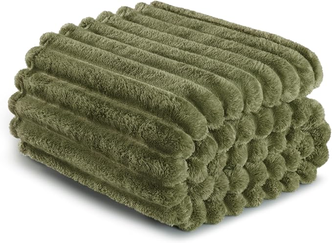 Exclusivo Mezcla King Size Flannel Fleece Blanket, Super Soft Striped Jacquard - Image 6