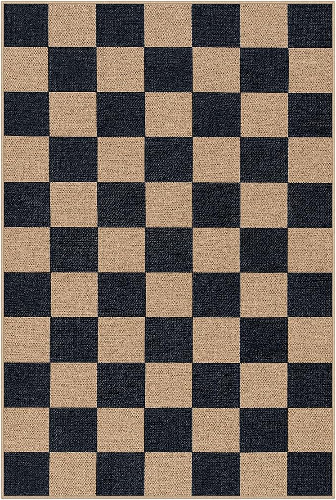 Lahome Colette Checkered Easy Jute 2x3 Rug, Small Entryway Rug Non Slip Kitchen - Image 8