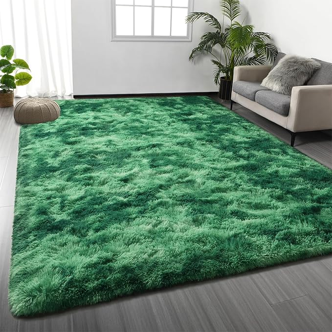 Shag Area Rug, 4 X 6 Tie-Dyed Plush Fuzzy Rugs by Deerhoo