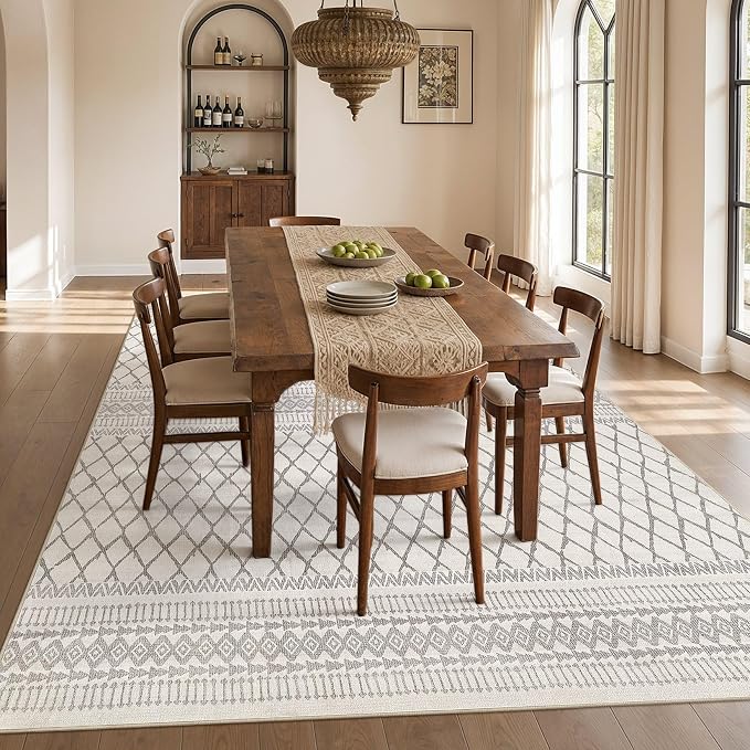cotiled 6x9 Area Rugs for Living Room: Boho Washable Rug for Dining Room | - Image 7