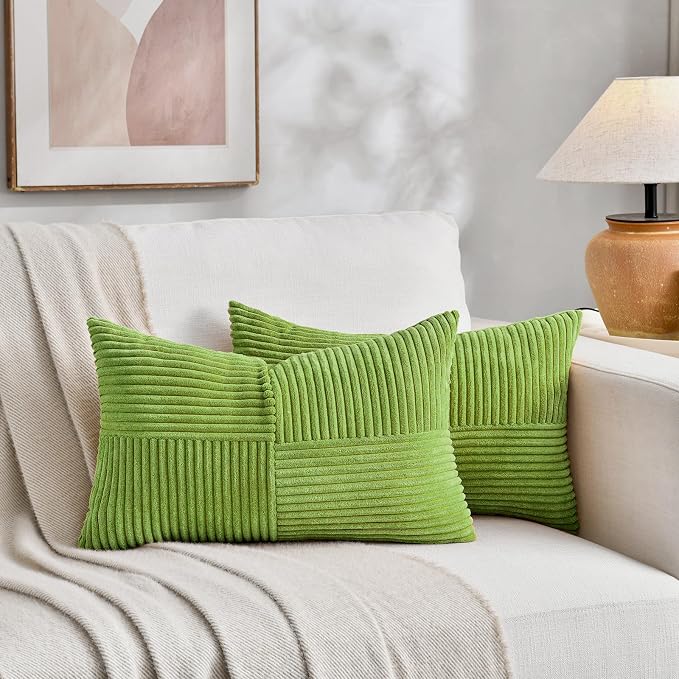 Fancy Homi Set of 2 Lime Green Lumbar Decorative Throw Pillow Covers 14x24 Inch - Image 5