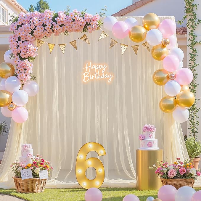 10ft x 12ft Champagne Tulle Backdrop Curtain - Image 2