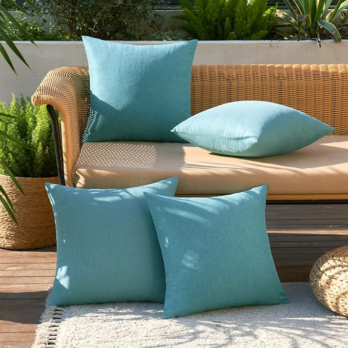 MIULEE Pack of 4 Decorative Outdoor Throw Pillow Covers Linen Waterproof Pillow - Image 3