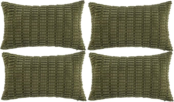 Fancy Homi 4 Packs Boho Moss Green Decorative Throw Pillow Covers 12x20 Inch by Fancy+Homi