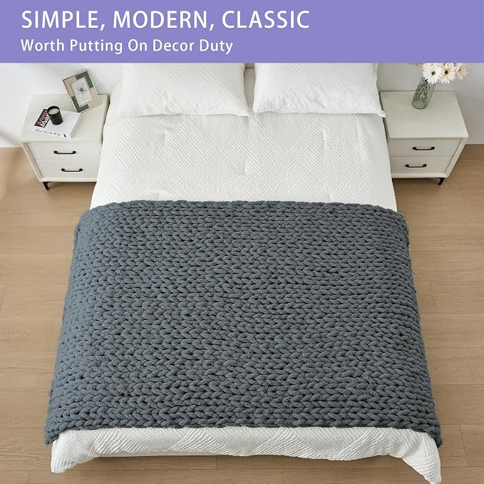 Bigacogo Chunky Knit Throw Blanket - Image 3
