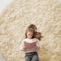 OLANLY Cream Round Rugs for Bedroom by OLANLY