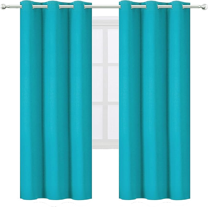 LEMOMO Teal Thermal Blackout Curtains/42 x 72 Inch/Set of 2 Panels Room - Image 2