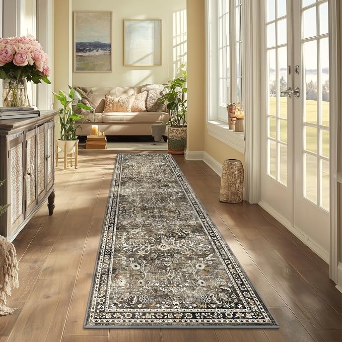Yamaziot Washable Runner Rug 2x8 – Non Slip Boho Floral Hallway Runner Rug - Image 2