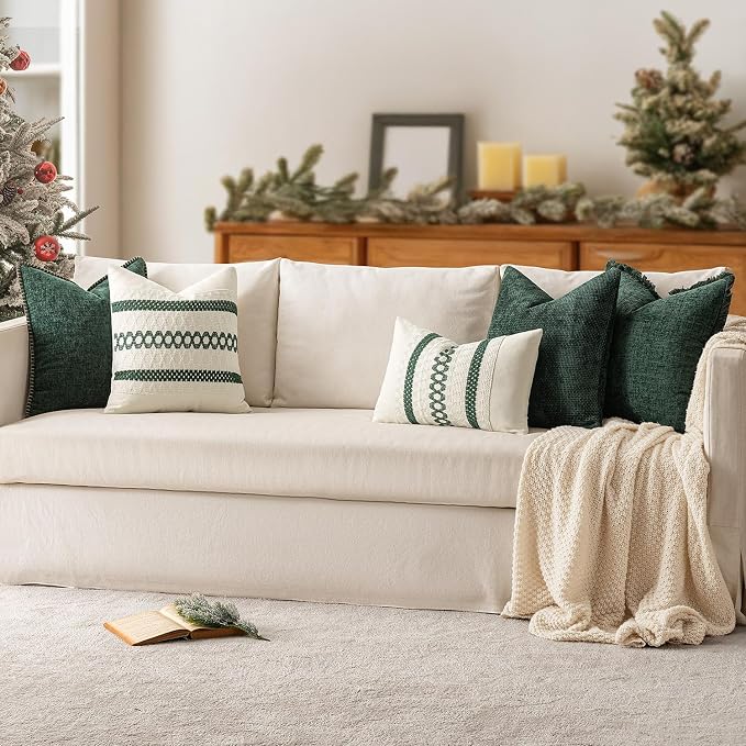 MIULEE Pack of 2 Christmas Green Couch Throw Pillow Covers 20x20 Inch Modern - Image 9