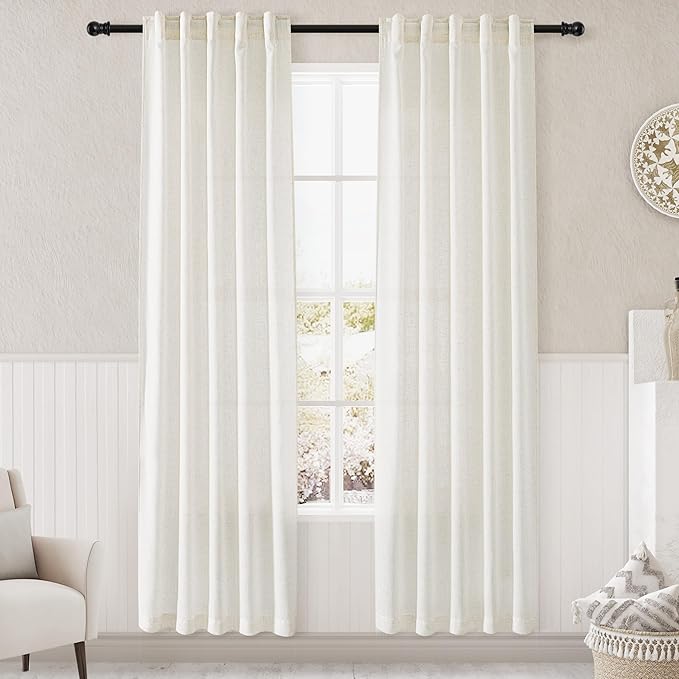 Nanspring Cream Linen Curtains 80 inches by Nanspring