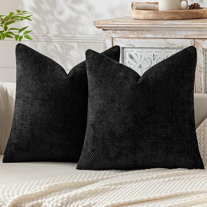 MIULEE Pack of 2 Couch Throw Pillow Covers 16x16 Inch Black Modern Boho Accent by MIULEE