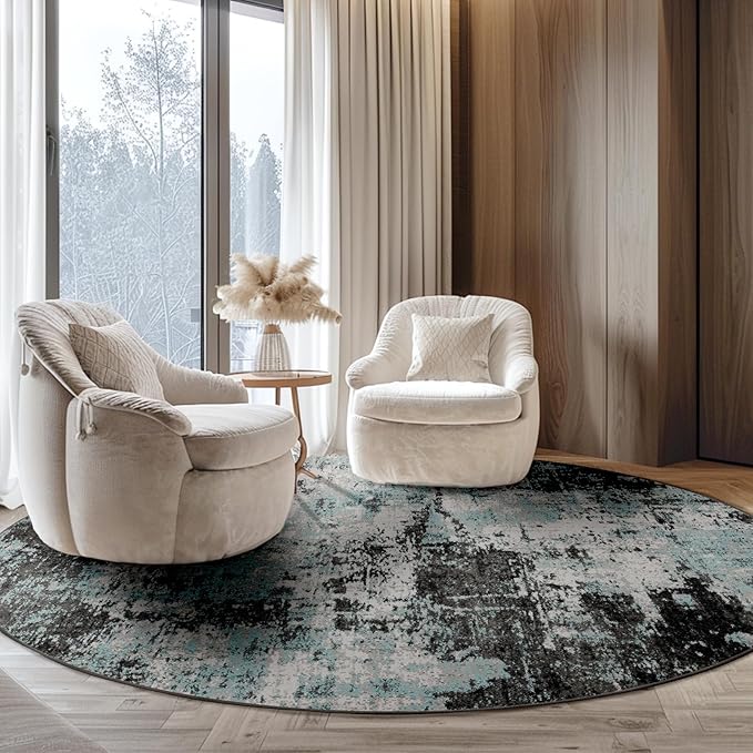 Washable Area Rugs 6ft Non-Slip Modern Abstract Soft - Image 3