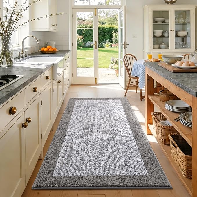 48x32 Large Bathroom Rugs Washable Non Slip, Light Grey Bath Mat - Image 3