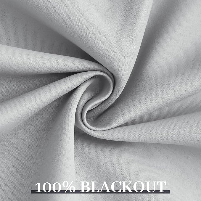 Yakamok Light Grey Room Darkening 100% Blackout Curtains Grommet Extra Wide - Image 6
