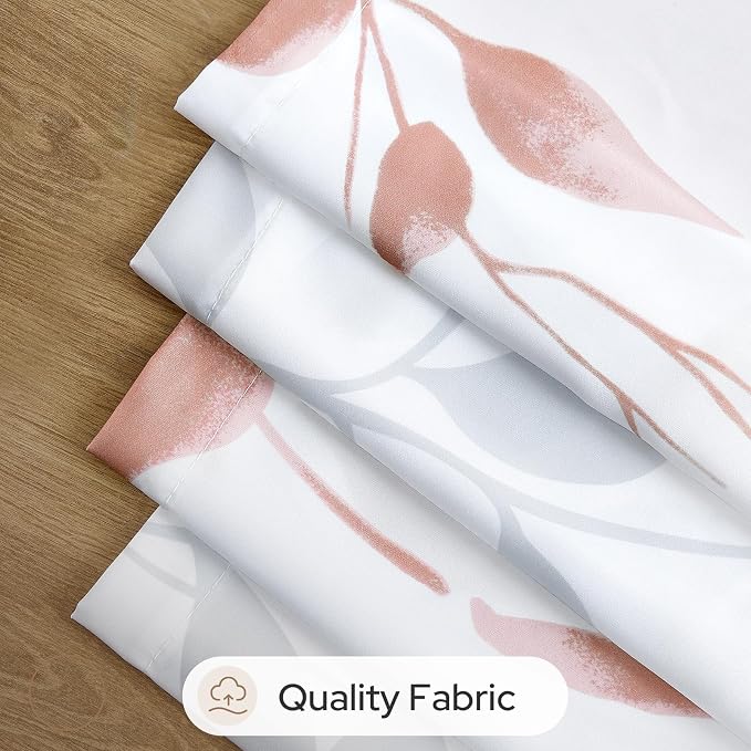 HOMEIDEAS Non-See-Through Pink and White Privacy Sheer Curtains 52 X 84 Inch - Image 6