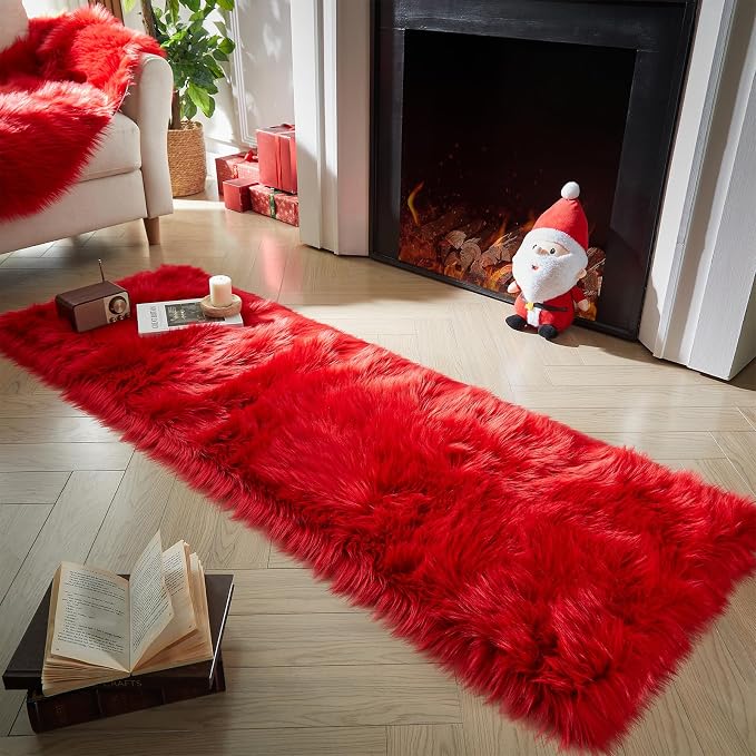 AMTOVO Faux Fur Rug, 2 x 6 ft Runner Area Rugs - Image 2