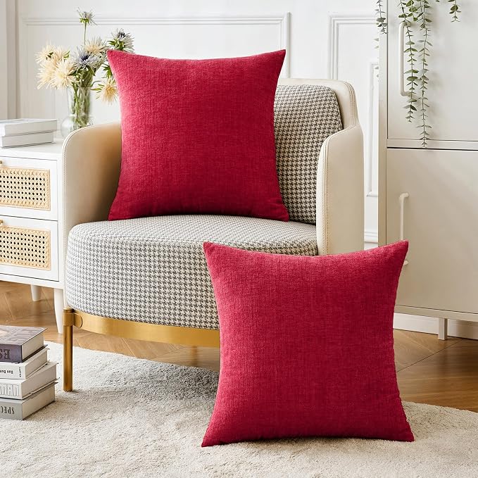 MIULEE Pack of 2 Red Couch Throw Pillow Covers 20x20 Inch Soft Polyester - Image 4