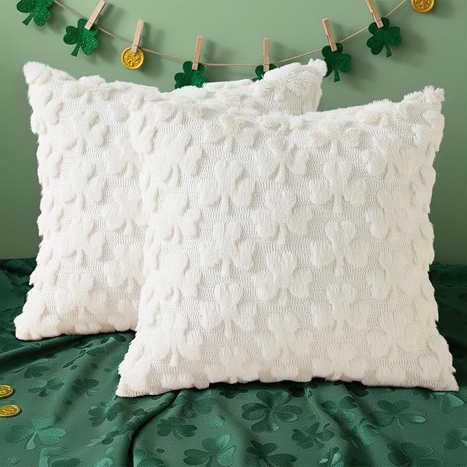 decorUhome St. Patrick’s Day Shamrock Pillow Covers 18x18 Inch Set of 2 - Image 6