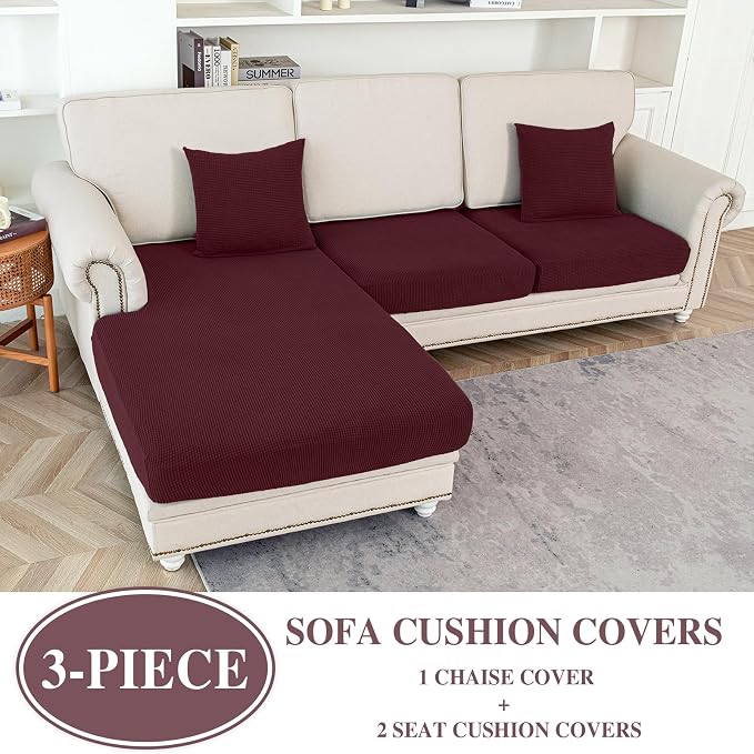 Couch Cushion Covers for Sectional Sofa L Shape Washable Separate Seat Chaise - Image 2