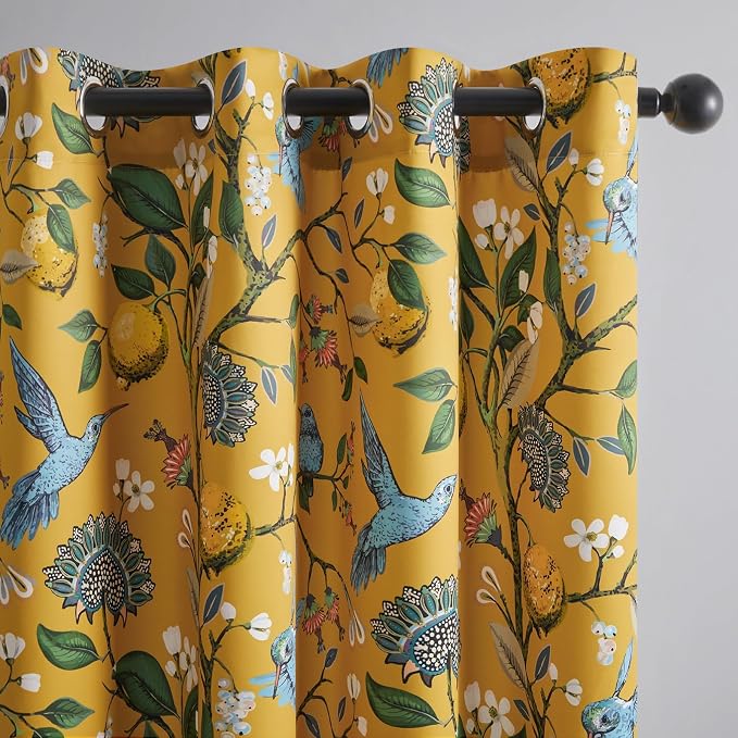 Topfinel Mustard Yellow Vintage Curtains & Drapes 84 Inches Long, Grommet by Topfinel