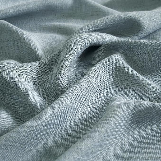 MIULEE Dusty Blue Linen Curtains 96 Inch Long 2 Panels - Image 3