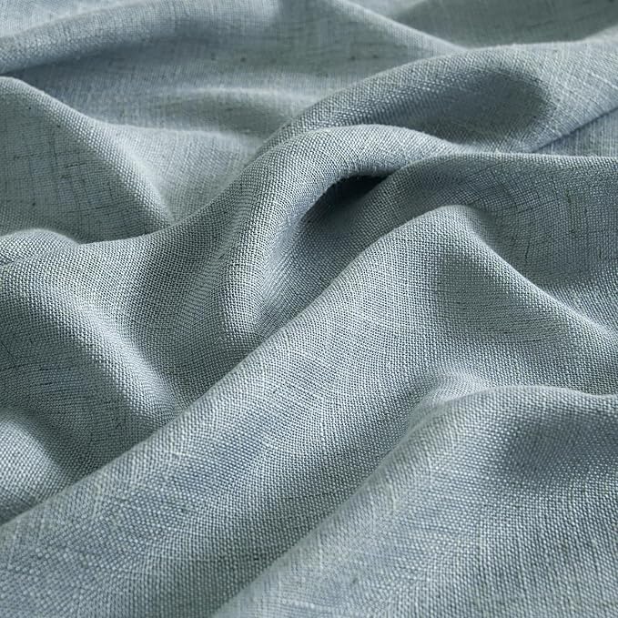 MIULEE Dusty Blue Short Linen Curtains 45 Inch Length 2 Panels - Image 4