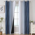 Estelar Textiler Navy Blue and Greyish White Blackout Curtains 84 Inches Long by ESTELARTEXTILER