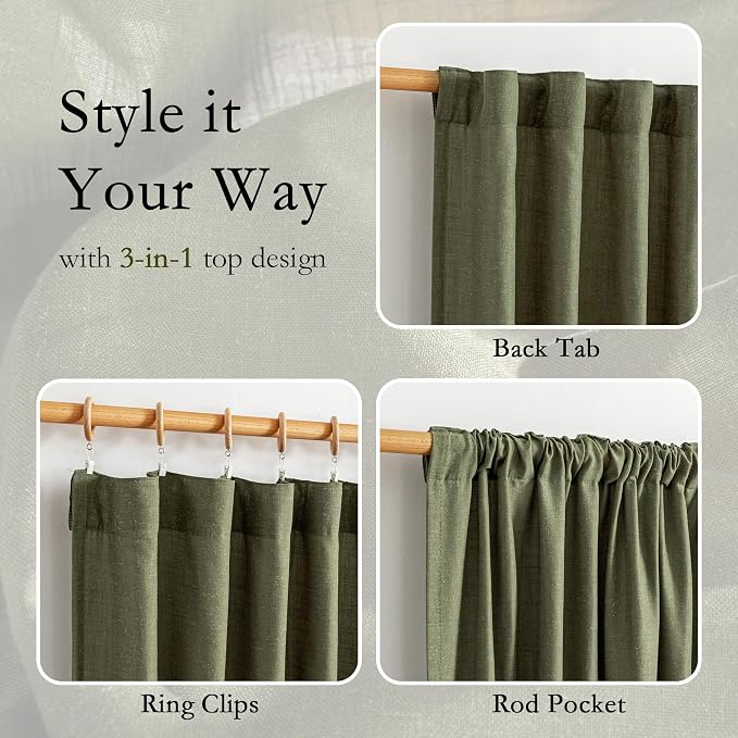 MYSKY HOME 72 Inches Long Semi Sheer Curtains Light Filtering Window Drapes - Image 4