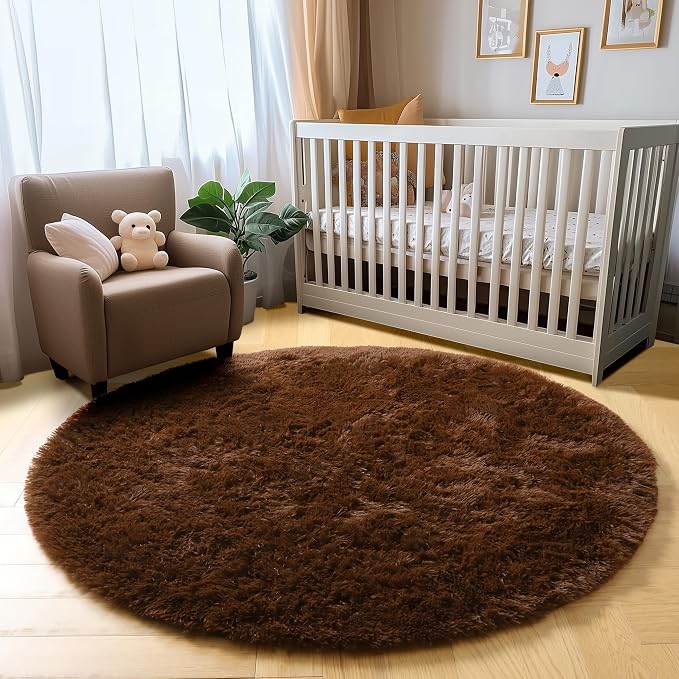 Amdrebio Dark Brown Round Circle Rugs 5Ft - Image 7