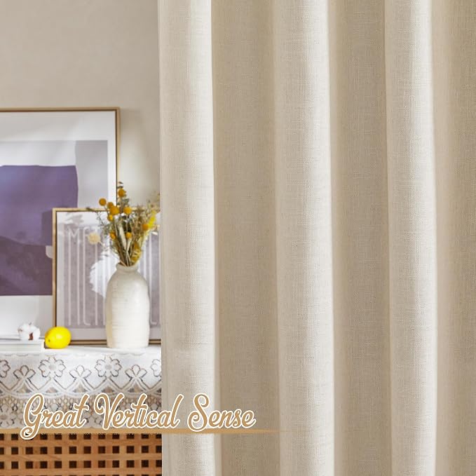 NICETOWN Natural Linen Beige Curtains - Image 5