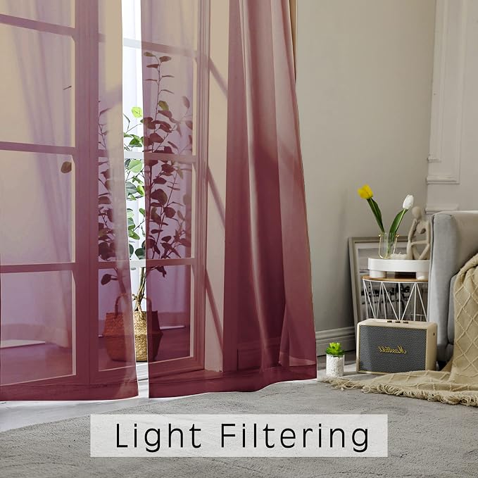 OWENIE Sheer Curtains, Sheer Curtains 63 inch Length 2 Panels Set, Rod Pocket - Image 3