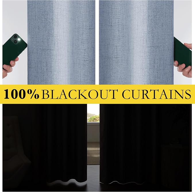 NICETOWN Linen Full Blackout Curtains 52 x 80 inch Panels, Full Bedroom Light - Image 3