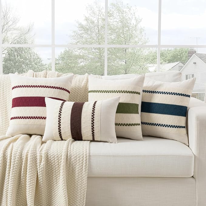 Fancy Homi Set of 1 Boho Olive Green Lumbar Decorative Throw Pillow Cover 12x20 - Image 6