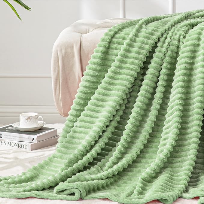 BEDELITE Fleece Blanket Twin Size – 3D Ribbed Jacquard Soft and Warm Decorative by BEDELITE