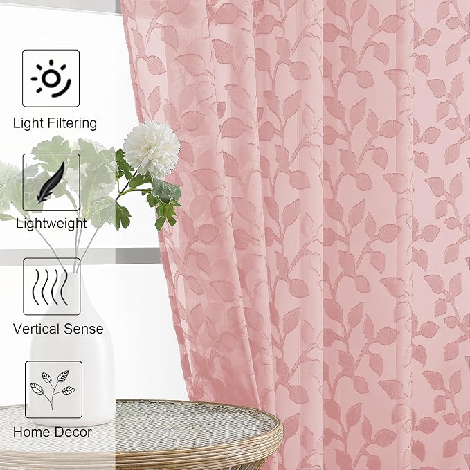 Chyhomenyc Blush Pink Sheer Valances - Image 3