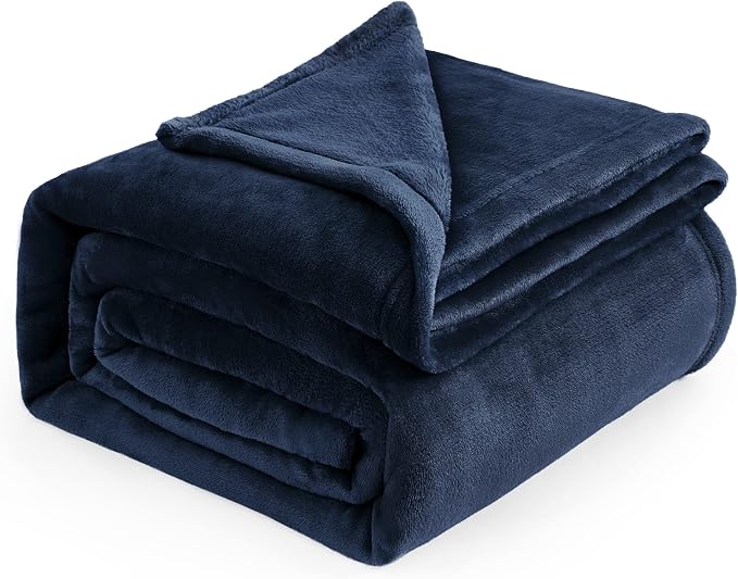 Bedsure GentleSoft Navy Blue Fleece Blankets King Size by BEDSURE