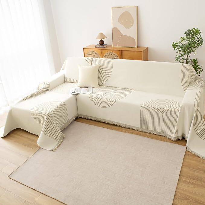 Couch Cover for Dogs, Boho Sofa Covers for 3 Cushion Couch, Chenille Sofa - Image 6