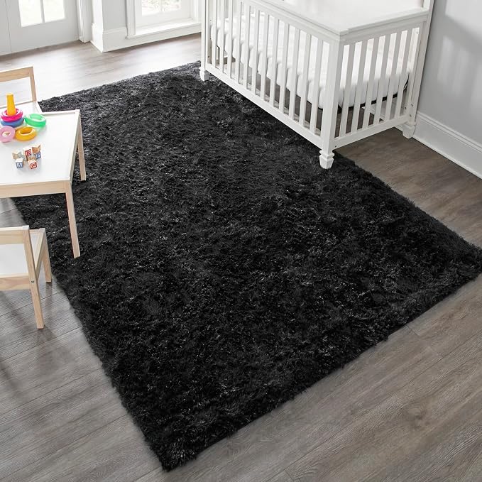 Ophanie 6x9 Black Rugs for Living Room, LargeFluffy Shag Fuzzy Plush Soft - Image 6