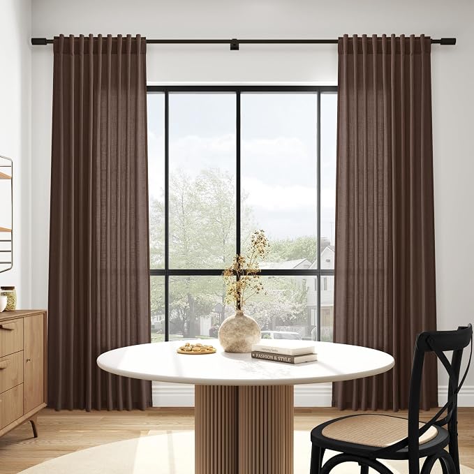 Nanspring Cappuccino Linen Curtains 84 Inch Length 2 Panels Set - Image 5