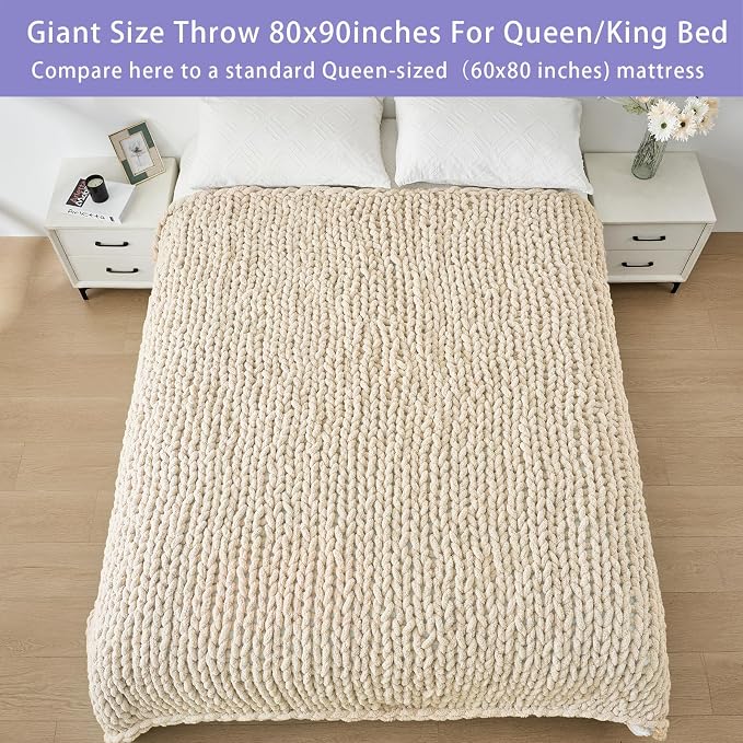 Bigacogo Chunky Knit Throw Blanket - Image 5