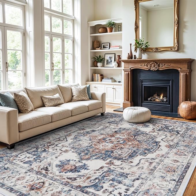 Washable Large 9x12 Area Rug: Living Room Oriental Non Slip Soft Rugs Indoor by HYHAOYUNLAI