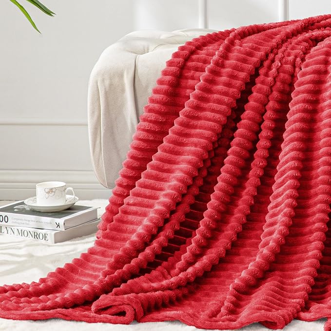 BEDELITE Fleece Throw Blanket for Couch – 3D Ribbed Jacquard Soft and Warm by BEDELITE