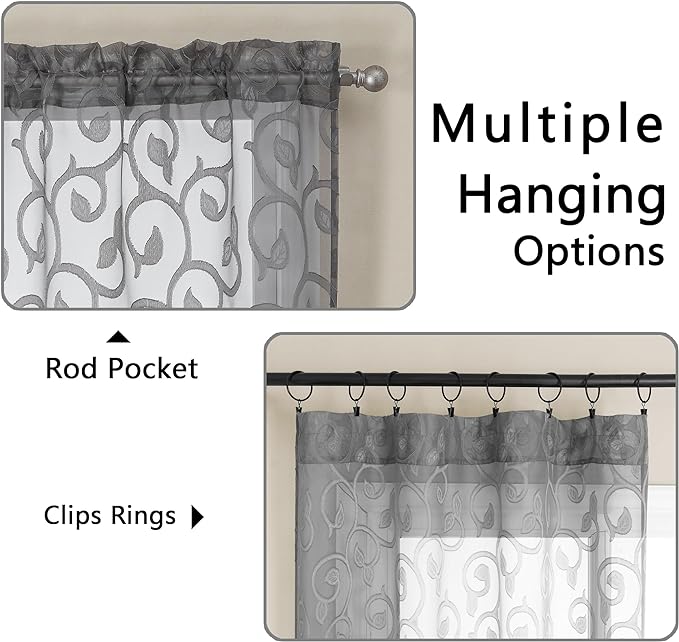 OWENIE Furman Grey Sheer Curtains 72 inches Long 2 Panels Set, Light Filtering - Image 4