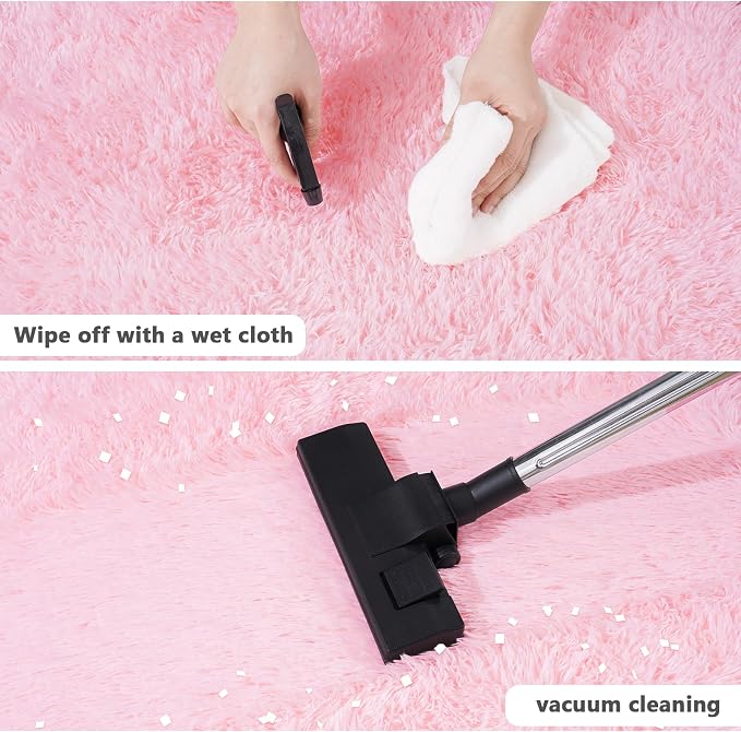 4x4.6 Feet Pink Hexagon Rugs for Princess Tent, Ultra Soft Fluffy Hexagon Area - Image 4