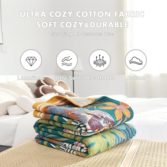 MSGKV Boho Throw Blanket for Couch and Sofa Cotton Blankets for Living Room - Image 5