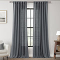 Dark Gray Curtains for Living Room Back Tab Modern Farmhouse Semi Sheer Gray by Jolilight