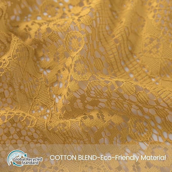 WAZZIO Boho Lace Curtains 72 Inches 2 Panel, Light Filtering Privacy Tassel & - Image 2