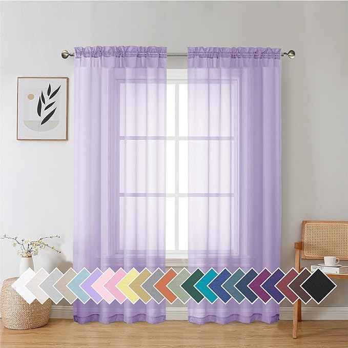 Aiyufeng Light Purple Sheer Curtain Panels Pair Sold 72 Inch Length, Light by Aiyufeng